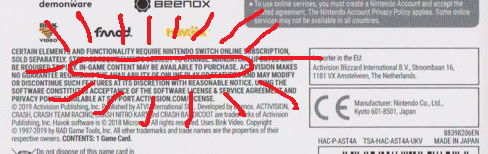 A photo of the back cover of Crash Tag Team Racing Nitro Fueled, with a section clearly labeled: In game content may be available for purchase. I don't see how much clearer it could've been at the time.